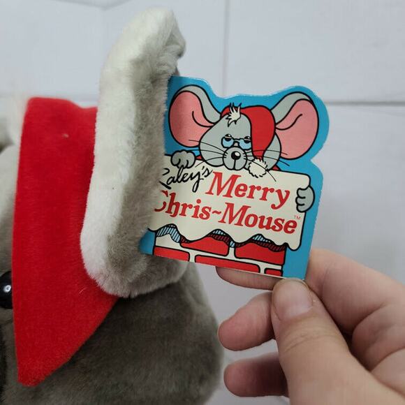 Dakin 1987 Mouse Christmas Plush 15" Santa Hat Vintage Raleys Set/2 Lot Gray Red - Picture 2 of 9